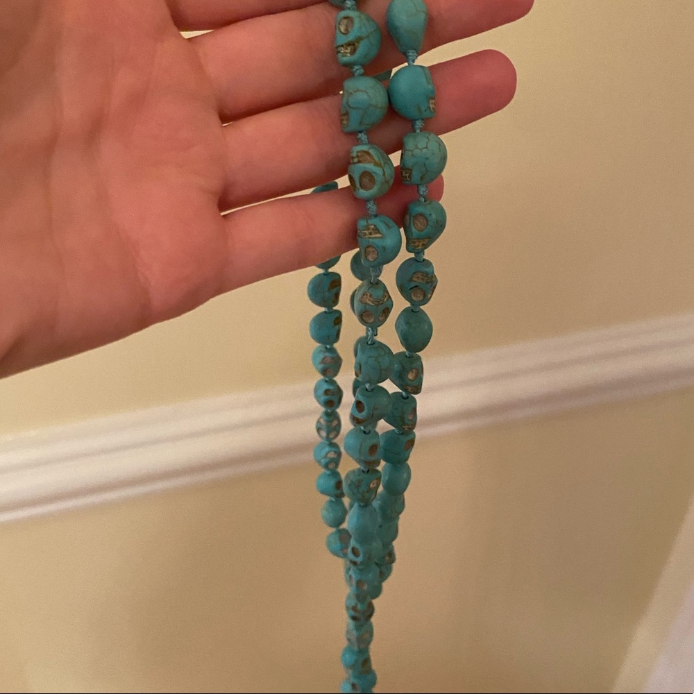 Turquoise skull beaded necklace